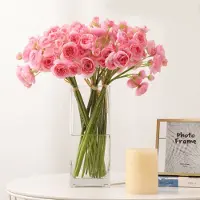 Double Horse Zijden Boeket Kleine Camelia – 40cm hoog – 18 stelen - doe-het-zelf boeket – DIY – alle kunstbloemen los geleverd – Lente – multi color – Kunstbloemen - nep bloemen - nepbloemen - kunstplanten Roze