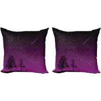 Abakuhaus Donkerpaarse decoratieve kussenhoes, 2 stuks, Nachtsilhouet ster, Modern accent, dubbelzijdige digitale print, 40x40 cm, paars