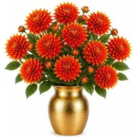 Mica Decorations Kunstbloem Dahlia Artistic - 12x - H74 cm - oranje - kunststof - stelen kunstbloemen - boeket - bloemetjes