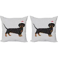 Abakuhaus Decoratieve kussenhoes met teckelmotief, 2 stuks, modern accent, dubbelzijdige digitale print, 40x40 cm, donkergrijs