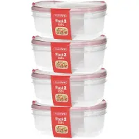 PlasticForte Vershoudbakjes - 8x stuks - 2.8 liter - herbruikbaar - transparant/roze - kunststof - magnetron - vriezer