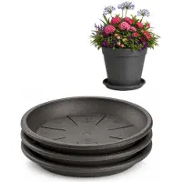 PlasticForte plantenpot onder schotel / water opvang schaal - 3x - antraciet - Dia 24 cm - Kunststof - voor pot met Dia 30/35 cm