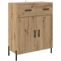 vidaXL - Dressoir - Artisan - Eiken - 69,5 - x - 34 - x - 90 - cm - Bewerkt - hout