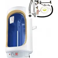 Tesy 120 L Elektrische boiler met installatie set voor verticale boilers, anti-kalk systeem, instelbaar vermogen