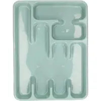 Hega hogar Set van 2x stuks kunststof bestekbak/bestekhouders 6-vaks mintgroen - 40 x 30 x 5 cm - Keuken lades opbergers - vakverdelingen