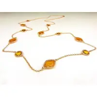 Sophie Zilveren halsketting halssnoer collier roos goud verguld Model Pret a Porter met gele stenen