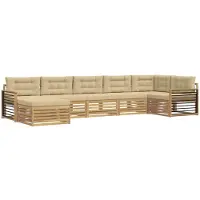 vidaXL Buiten bank set 7 st Wit en Beige