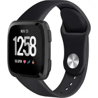 123Watches siliconen sport band - zwart - SM - Geschikt voor Fitbit Versa 1 & 2 / Lite