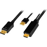Logilink CH0091 HDMI-Kabel A/M + USB-A/M to DP/M, UHD 4K/30 Hz, sw, 2 m