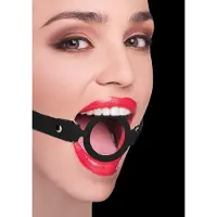 Ouch! Ouch Siliconen Ring Gag - Met Leren Bandjes - Zwart
