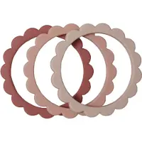 Mushie Siliconen Set 3 Bijtringen Flower | Blush/Rose/Shifting Sand
