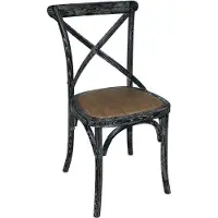 Bolero Houten eetkamerstoelen Bolero, met gekruiste rugleuning, antiek, black wash, 2 stuks
