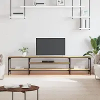 vidaXL Tv-meubel 201x35x45 cm bewerkt hout en ijzer sonoma eikenkleur - Tv Meubel - Tv Meubels - Tv Wandmeubel - Tv Tafel
