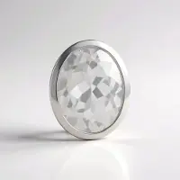 Cavill - 925 Sterling Zilver Hanger - 5,493 ct Ovale Witte Kwarts - Geplateerd - Braziliaanse Edelsteen - Elegant - 15x13 mm