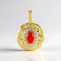 Cavill - 925 Sterling Zilver Verguld Hanger - Rode Ethiopische Opaal 0 29 ct - 14 Cambodjaanse Zirkonia 0 58 ct - Elegant