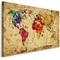 Karo-art Schilderij - Vintage wereldkaart , Wanddecoratie , Premium print