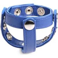 Strict Leather Cock Gear Verstelbare Leren Cock En Balring Met Studs - Blauw 1st