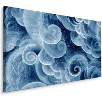 Karo-art Schilderij - Abstracte geagiteerde golven, blauw, premium print