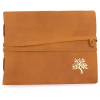 Ancient Wisdom - Schetsblok - Leren schetsboek golden tree - 144 pagina's - 18x23 cm - notitieboek - tekenblok - kunstboek - schetsmateriaal - creatief schrijven - schetsboek