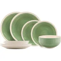 Cookinglife Serviesset Oceanico Groen 12-delig / 4 Personen - 4 dinerborden, 4 ontbijtborden en 4 kommen