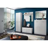 Huisenthuis.nl Schoenenkast Bologna Wit - MDF - 36 paar schoenen - Breedte 134 cm - Hoogte 120 cm - Diepte 36 cm - Met openslaande deuren