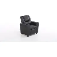Huisenthuis.nl Relaxfauteuil Kids Zwart - Kunstleer - Zithoogte 36 cm - Zitdiepte 30 cm