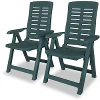 vidaXL Opklapbare ligstoelen, 2 stuks, groen plastic.