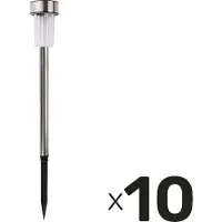 Grundig Solar Tuinverlichting - Tuinfakkels 10 Stuks - Prikspot op Zonne Energie - Tuinlantaarns met Wit Licht - IP44 Waterbestendig - Batterijduur 6-8 Uur - Ø4,8 x 36,5 cm - Roestvrij Staal