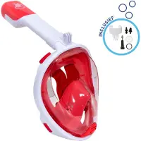 Sea Turtle Snorkelmasker - Snorkel - Duikbril - Snorkelset - Full Face Masker - Volwassenen - Wit/Coral - S/M