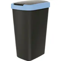 Prosperplast Afvalcontainer 45 liter met deksel, merk KEDEN COMPACTA Q, zwart met een lichtblauwe rand
