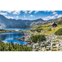 Karo-art Fotobehang Bergmeer In De Vallei - Vliesbehang - 416 x 254 cm