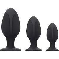 Ouch! - Diamond Shape Butt Plug Set - Zwart