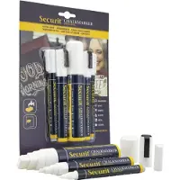Securit krijtmarker wit, etui met 5 stuks in geassorteerde diktes