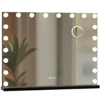 CLP Norlina Make-up spiegel - Cosmetische spiegel - met vergroting - Dimbare LED-verlichting - 3 lichtstanden - zwart met Bluetooth