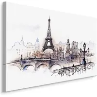 Karo-art Schilderij - Prachtig Parijs ,Aquarel-look , Wanddecoratie , Premium print