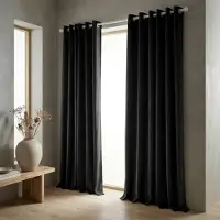 Fresh & Co Velvet Gordijnen Verduisterend - Ringen - Zwart 300 x 250