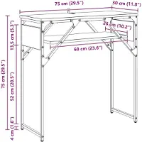 vidaXL Consoltabel Artisan Eiken Bewerkt hout 75x30x75cm