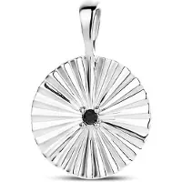 The Jewelry Collection Zilver Gerhodineerde Hanger rond zirkonia 1334108
