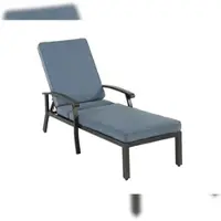 OKWISH Ligbed 204 X 58 Cm - Verstelbare Rugleuning Met 5 Standen - Met Dik Katoenen Kussen Voor Tuin Of Zwembad - Aluminium - Blauw