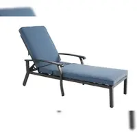 OKWISH Ligbed 204 X 58 Cm - Verstelbare Rugleuning Met 5 Standen - Met Dik Katoenen Kussen Voor Tuin En Zwembad - Aluminium - Blauw