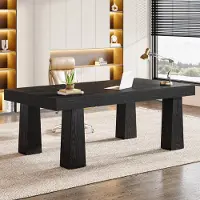 Tribesigns bureau, 160 cm, robuuste rechthoekige moderne industriële vergadertafel met 4 conische poten, geschikt voor kantoor of werkplek, zwart