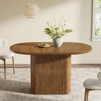 Tribesigns Eettafel voor 4 personen, 120 cm, rustieke houten keukentafel met houten poten, kleine eettafel voor eetkamer, keuken of woonkamer, bruin