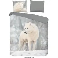 Good Morning dekbedovertrek Wolf Julian - grijs - flanel - lits-jumeaux (240x220 + 2st. 60x70 cm)