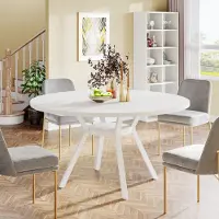 Tribesigns Eettafel voor 120 cm, moderne keukentafel, kleine eettafel voor eetkamer of woonkamer, wit (alleen tafel)