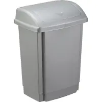 PLAST TEAM Vertriebs GmbH afvalemmer met scharnierend deksel, 15 liter, zilver
