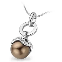Orphelia Hanger + Ketting Bronze Shell Pearl Zirconium ZH-4678