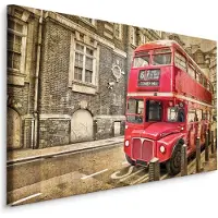 Karo-art Schilderij - Dubbeldekker, Londen Engeland, Premium Print op Canvas