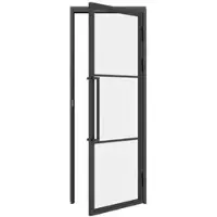 Inova complete glazen binnendeur - 77x201 - atelier - mat zwart - helder - 3 vakken- tirant gauche