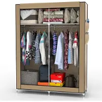 Intirilife Vouwkast 108x170x45 cm in Beige - Kledingkast met ritssluiting Kledingstang Camping Steekkast Garderobe