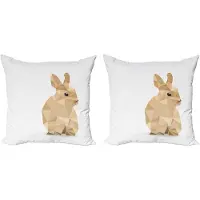 Abakuhaus Decoratieve kussenhoes met konijnmotief, 2 stuks, moderne accenten, dubbelzijdige digitale print, 40x40 cm, bruinbeige en wit